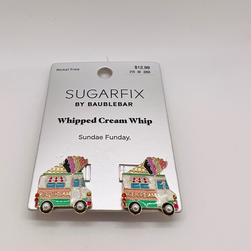 NWT BaubleBar Sugarfix Earrings Whipped Cream Whip Sundae Funday